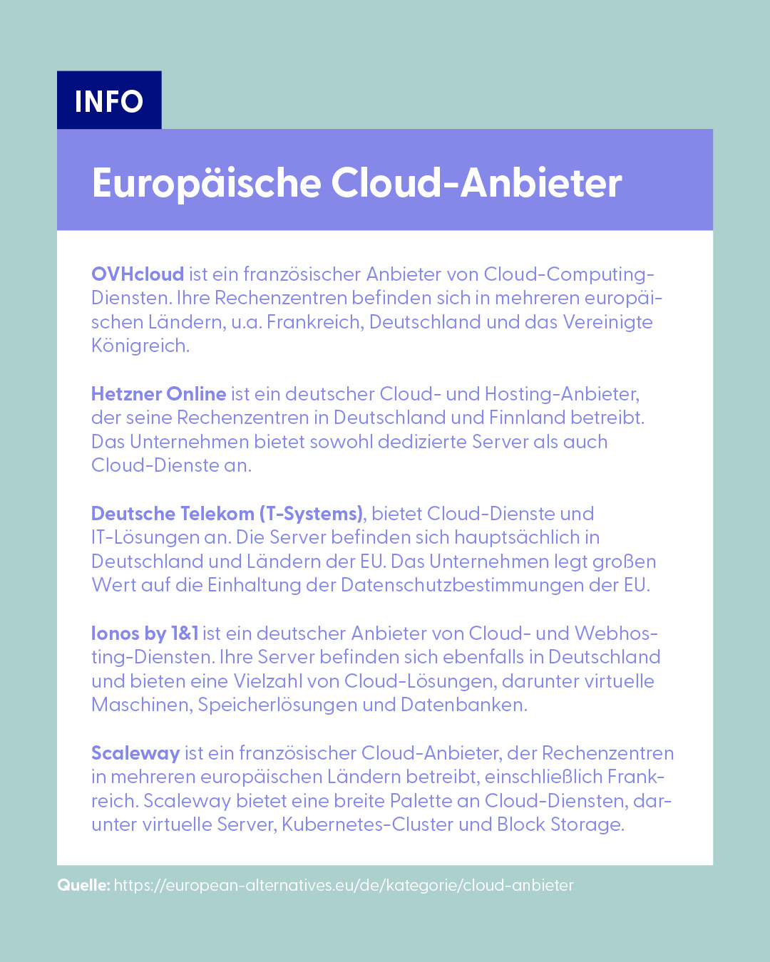 Übersicht europäischer Cloud-Anbieter