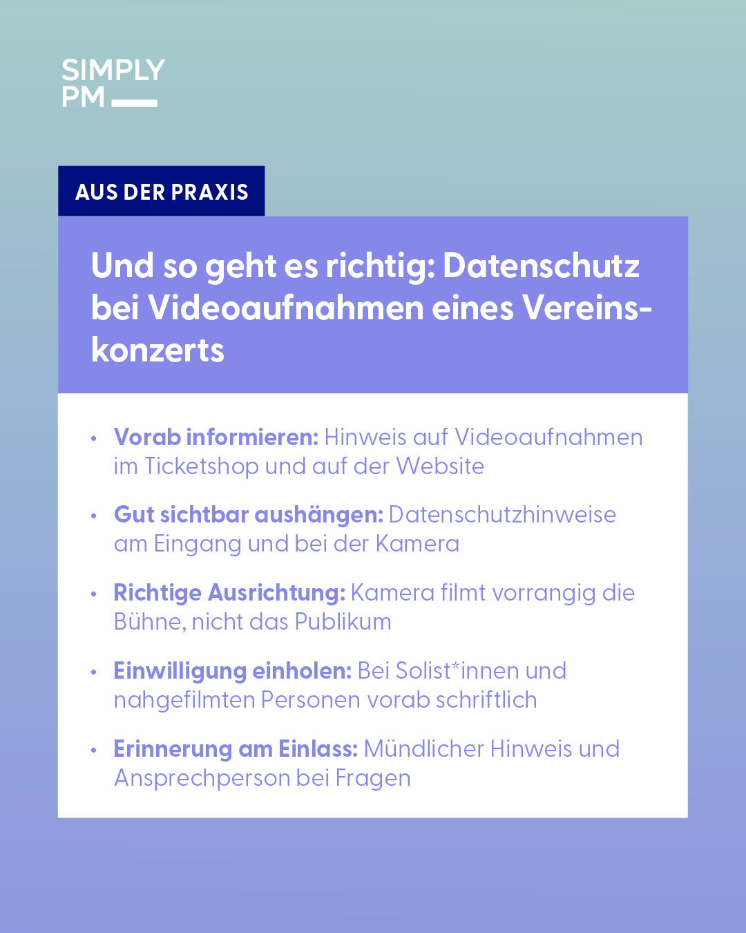 Datenschutz bei Videoaufnahmen eines Vereins