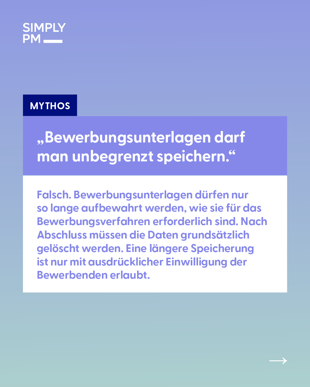 Bewerbungsunterlagen und Speicherung